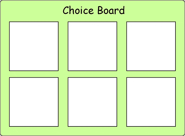 Student Choice board templates 