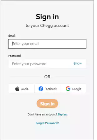 Signing Up on Chegg