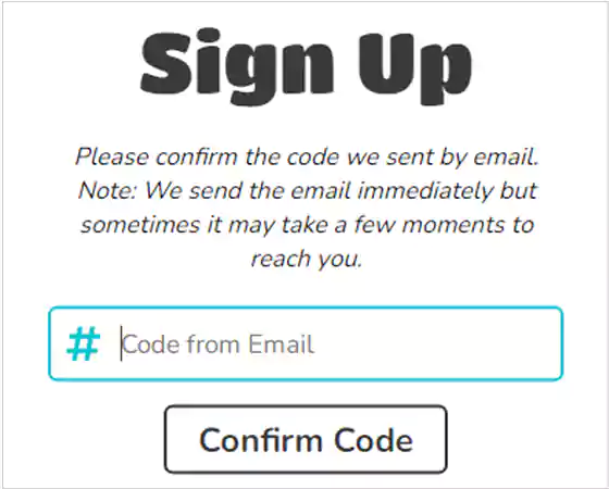 Enter code select Confirm Code
