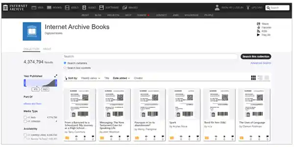Internet Archive Books User Interface