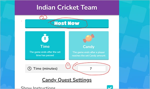Select Time Duration Host Now