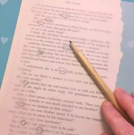 annotating a book with circling