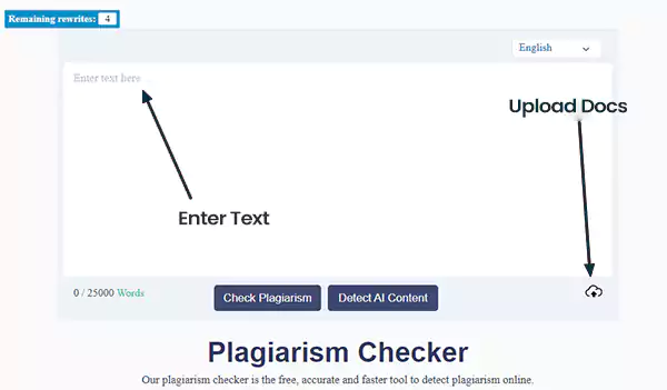 Upload the Text for Plagiarism Checking