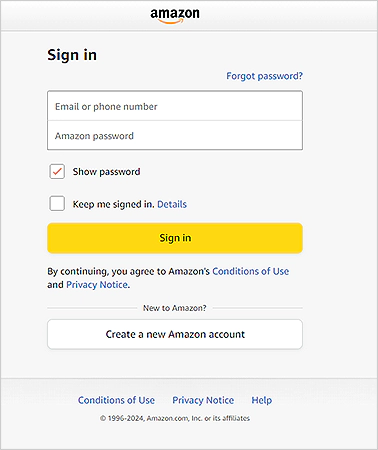 Log in to your Amazon account.