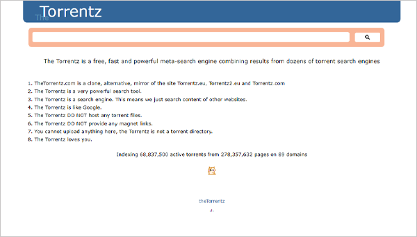 TorrentZ homepage