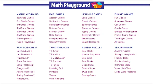 math play ground features