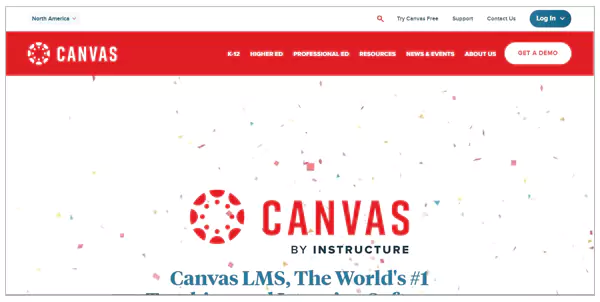 Canvas LMS homepage