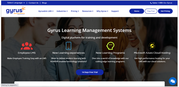 Gyrus LMS homepage
