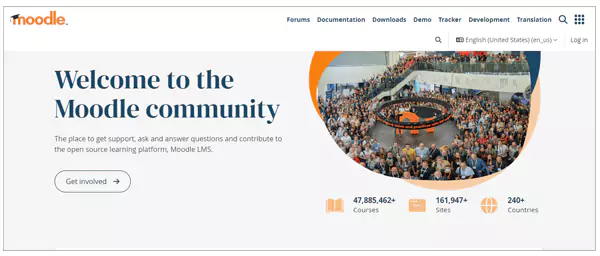Moodle LMS homepage
