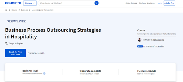 Business Process Outsourcing Strategies in Hospitality