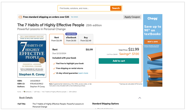 Chegg books buying option