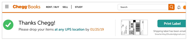 Chegg return book print label