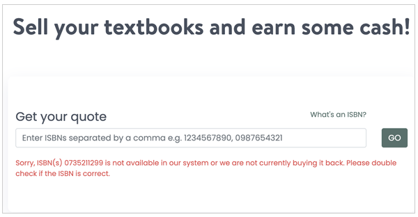 The most frequent response on GoTextbooks