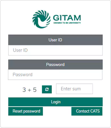 GITAM Web Login Page