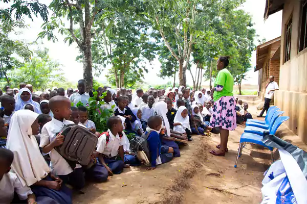 students participating in an outdoor activity