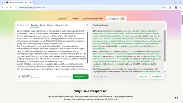 Paraphrase or Humanize